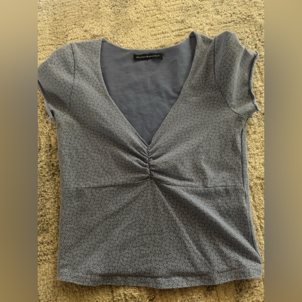 Brandy Melville Gray V-Neck Blouse